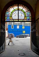 Baznicas Street 5, stained glass above the gate