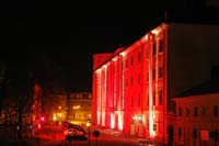 Facade of Riga castle in national holiday