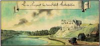 Koknese castle ruins and Daugava at the end of 18th century