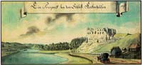 Koknese castle ruins and Daugava at the end of 18th century