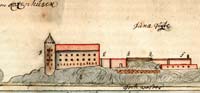 Koknese castle from Daugava in 17th century