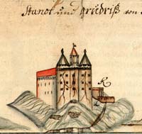 KOknese castle from the west, 17th century