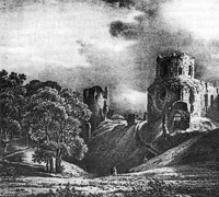 Cesis castle ruins in beginning of 19th century. A.Hagen