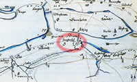 Centre of Mazjumprava manor in map from 1701