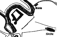 Plan of the centre of Jaunpils village, 1921