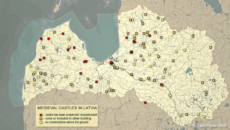 Map of Latvian castles