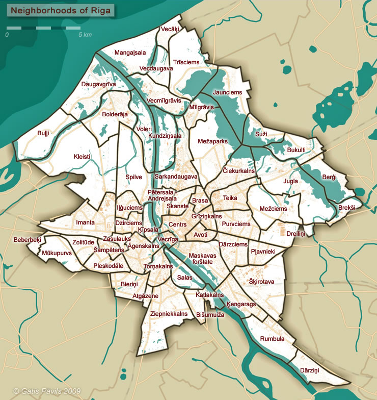 Map of Riga neighborhoods